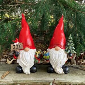 Gnome Christmas Holiday Decoration, Set of 2, 9” Tall